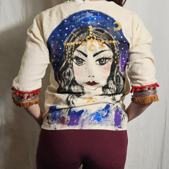 Hand Painted Linen Jacket - Picture 2 of 10